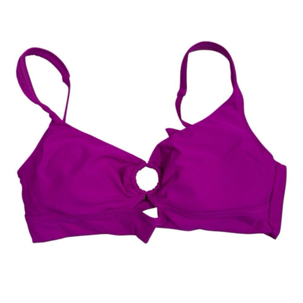 Bar III Banded Ring Bikini Swim Top Women's L Violet NWT 9379 - Picture 2 of 12